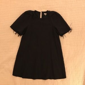 Black linen mini dress